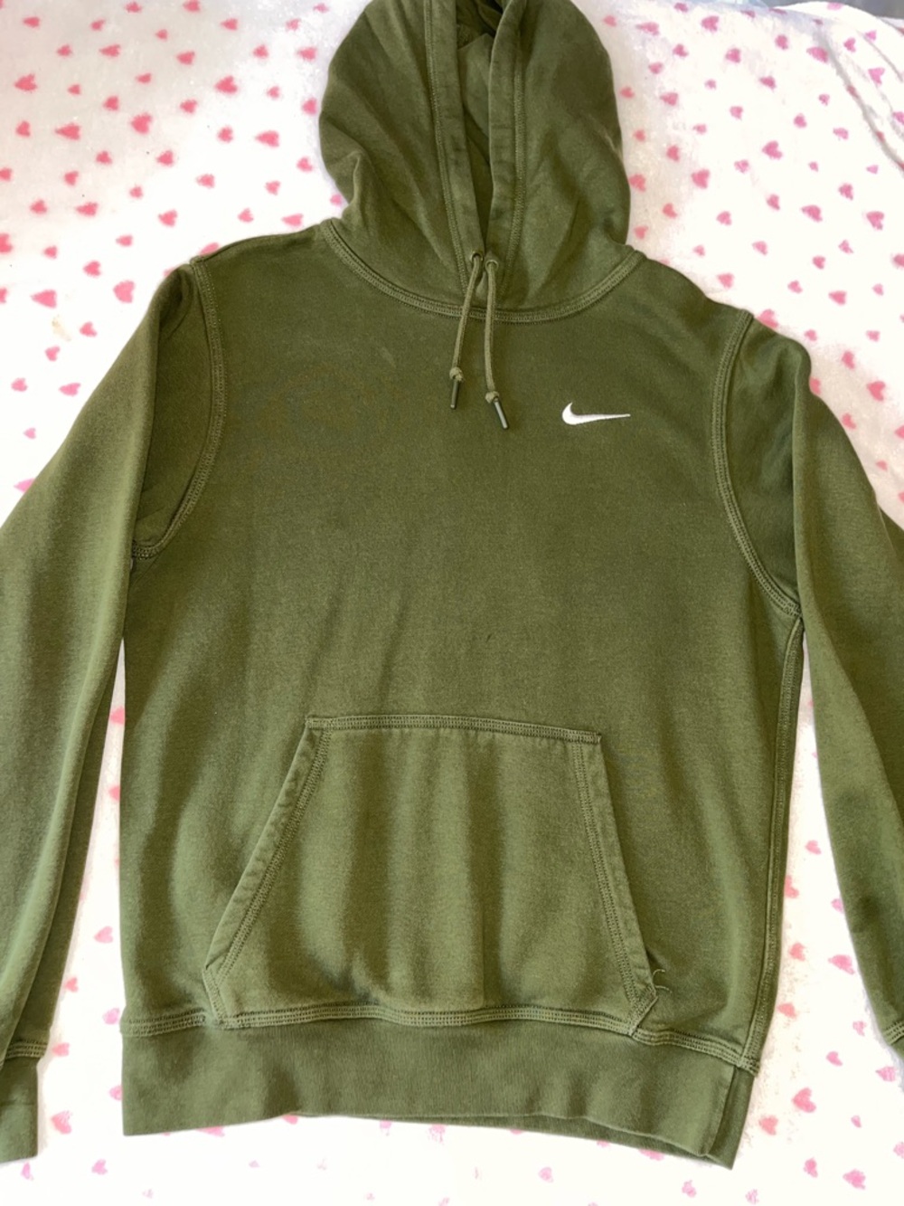 Nike Olive Green Hoodie with White Swoosh